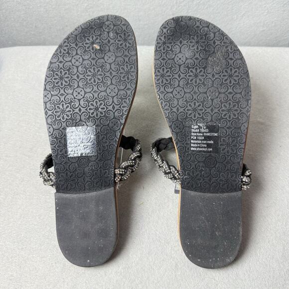 Palms Flip Flop Sandals Thong Black With Rhinestone Size 9M - Picture 3 of 7